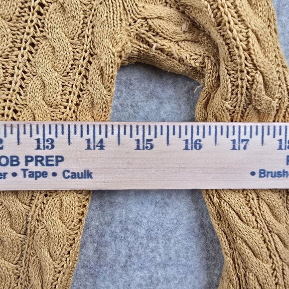 Arizona Jean Co. Womens Mustard Cable Knit V-Neck Sweater Size S Cotton Blend - Picture 7 of 7